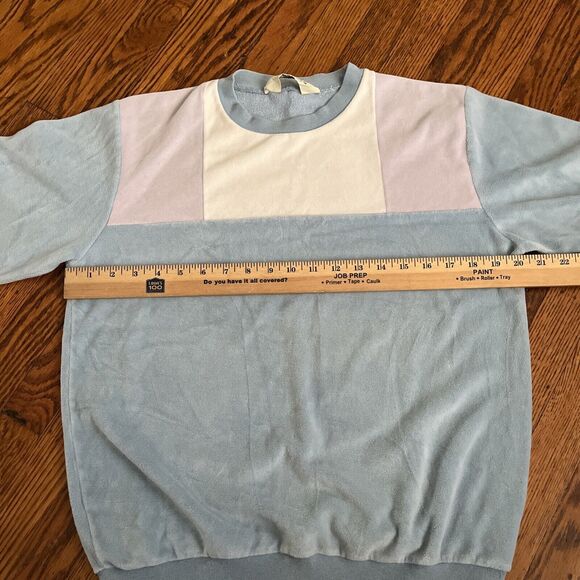 Vintage Gimbels Store For Men Baby Blue Velvet/Velour Pullover Sweater Small - Picture 4 of 7
